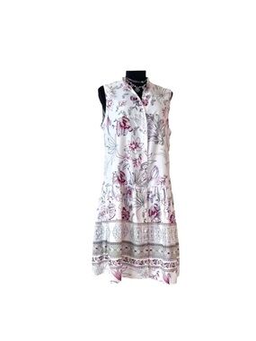 MISS LOOK ~ Women’s lightweight drop waist sleeveless ruffled hem dress size L